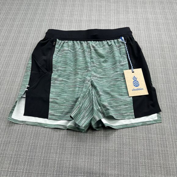 Chubbies Board Shorts Men Small The Comets Athlounger Green Swim Trunks Suit New - Picture 1 of 12